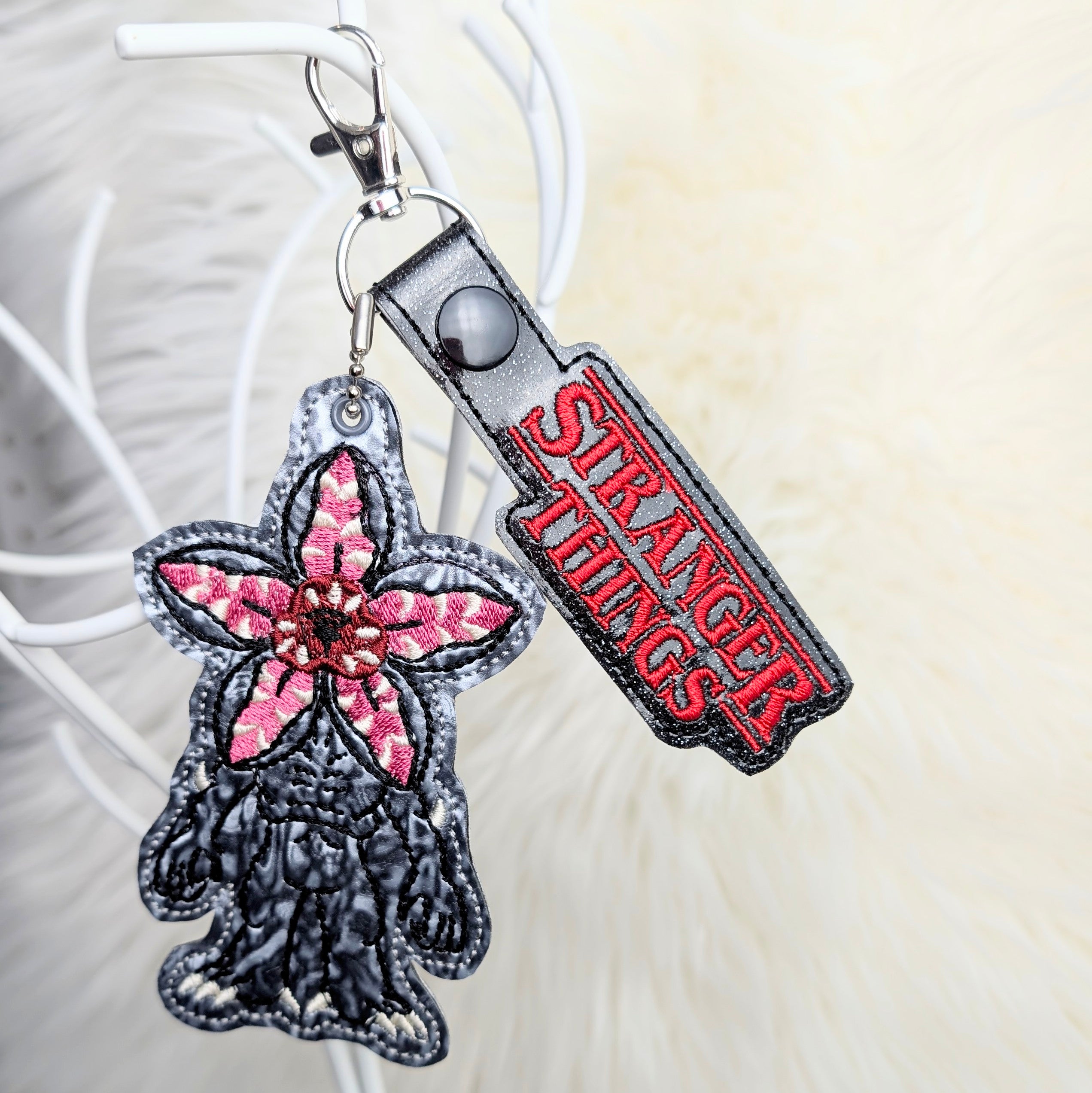 Flower-Faced Monster Snap Tab Keychain