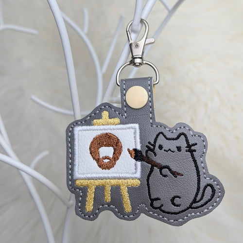 Cozy Painter Kitty Inspired Snap Tab Keychain