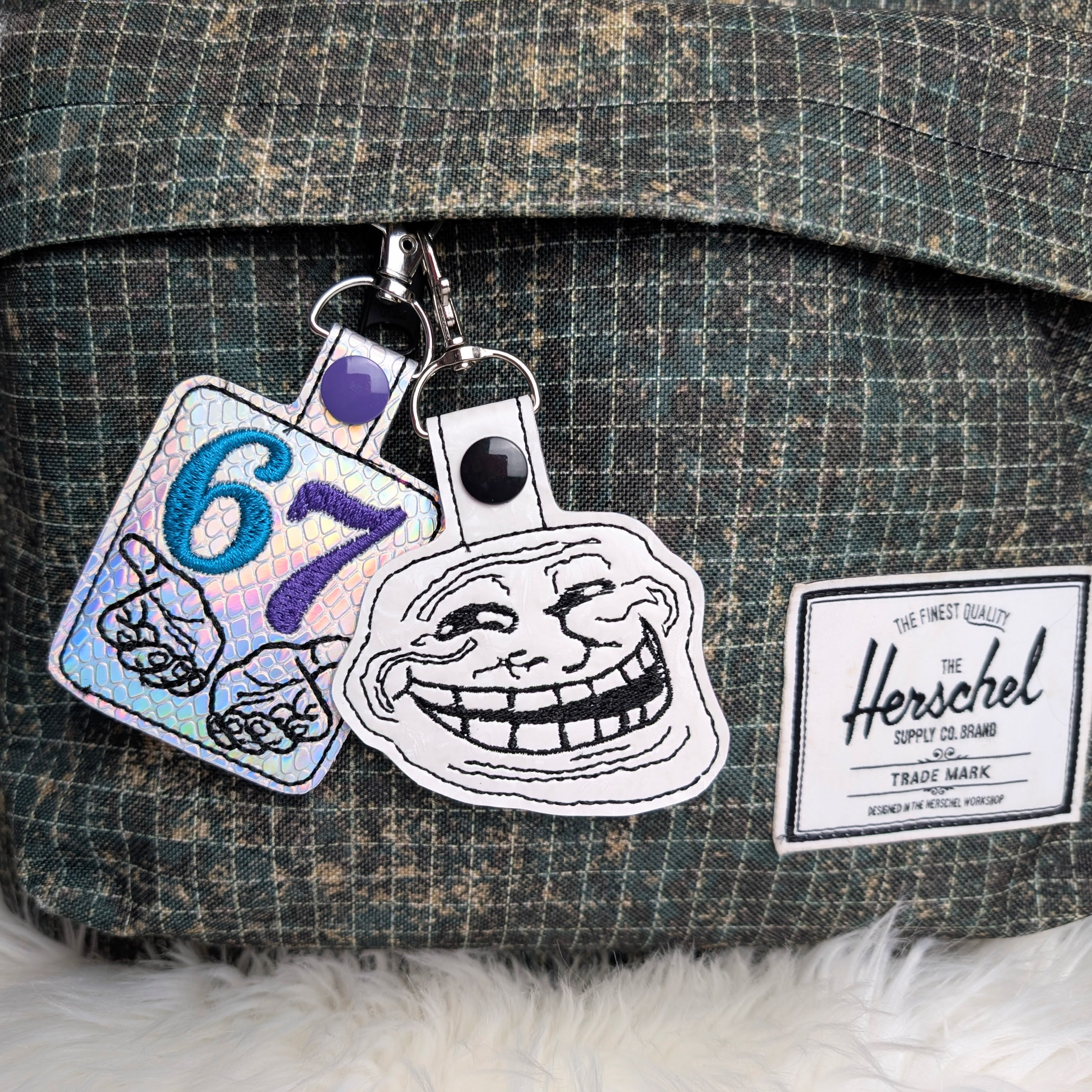 Classic Internet Meme Face Snap Tab Keychain