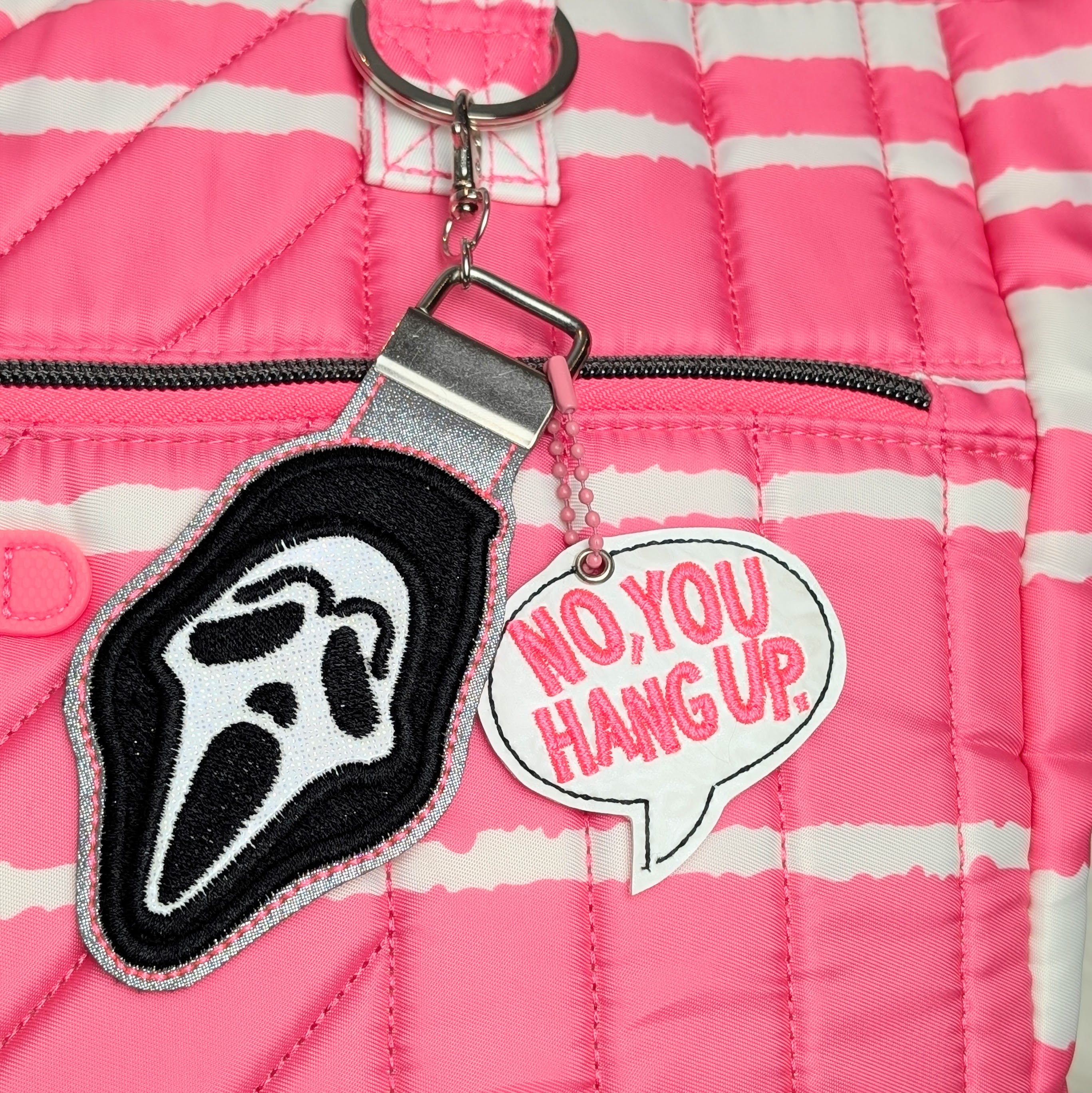 “No, You Hang Up” Spooky Snap Tab Keychain